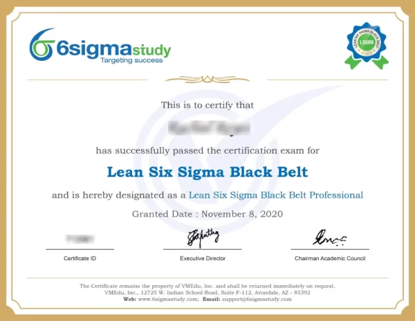 Lean Six Sigma Black Belt Certificate