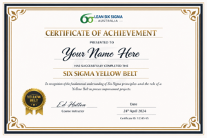 Yellow Belt Sample Certificate